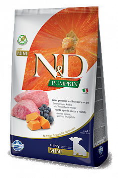 N&D PUMPKIN для щенков мини пород (ЯГНЕНОК, ТЫКВА, ЧЕРНИКА), 2,5 кг