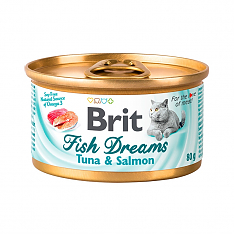 BRIT CARE, Консервы с тунцом и лососем для кошек "Fish Dreams", 80г, 111362