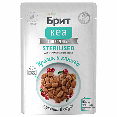 БРИТ КЕА Пауч для стерилизованных кошек (КРОЛИК, КЛЮКВА, СОУС), 85г