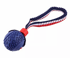 Игрушка для собак Мяч литой с растягивающейся ручкой l=26 см, NUNBELL 