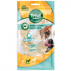 DENTAL Косточки жевательные узловые белые, 10см (уп.3шт.), Triol
