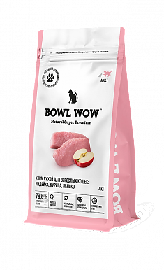 BOWL WOW для кошек (ИНДЕЙКА, ЯБЛОКО), 4 кг.