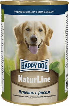 HAPPY DOG консервы для собак (ЯГНЁНОК, РИС). 400 г.