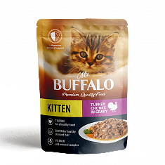 MR. BUFFALO KITTEN пауч для котят (ИНДЕЙКА НА ПАРУ, СОУС), 85 г.