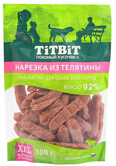 TITBIT лакомство нарезка из телятины для собак, 300 г - XXL выгодная упаковка