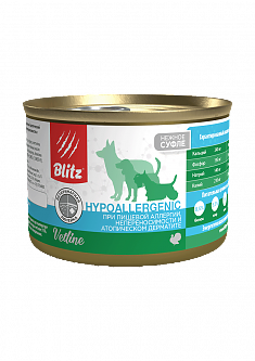 BLITZ VETLINE Hypoallergenic консервы для собак (ИНДЕЙКА), 200 г