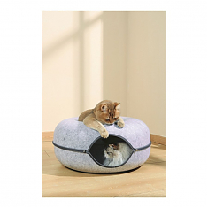 M-PETS Лежанка-тоннель Донат, размер M, 60x60x28 см, цвет серый