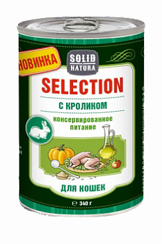 Solid Natura Selection с кроликом влажный корм для кошек жестяная банка 0,34 кг
