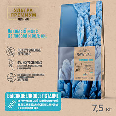 Rawival сухой корм для щенков карликовых и мелких пород (ЛОСОСЬ, СЕЛЬДЬ), 7,5 кг