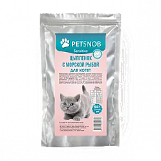 PETSNOB пауч для котят (ЦЫПЛЕНОК, МОРСКАЯ РЫБА), 85 г