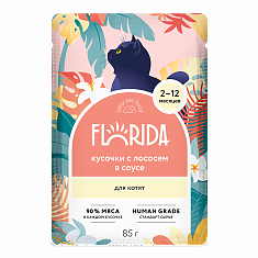FLORIDA Пауч для котят с лососем кусочки в соусе 85гр