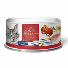Secret Premium Консервы для кошек Курица с Крабом 85гр 