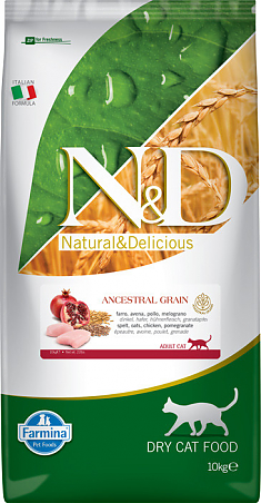 N&D AG для взрослых кошек (КУРИЦА, СПЕЛЬТА, ОВЕС, ГРАНАТ), 10 кг.