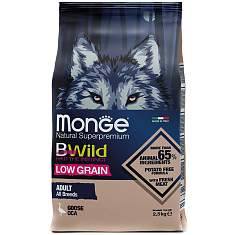 Monge Dog BWild LOW GRAIN корм для собак (ГУСЬ), 2,5 кг