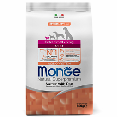 Monge Dog Monoprotein корм для собак миниатюрных пород (ЛОСОСЬ, РИС), 800 г