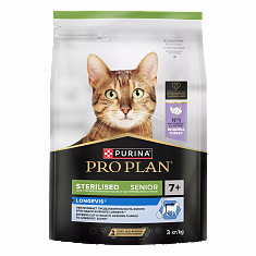 PRO PLAN Sterilised LONGEVIS для кошек 7+ (ИНДЕЙКА) 3 кг