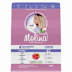MOLINA ANTI-HAIRBALL Сухой корм для взрослых кошек (КУРИЦА), 0,4 кг