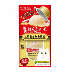 INABA Ciao Pon Churu суфле для кошек (КУРИЦА, ГРЕБЕШОК), 2 шт по 35 г
