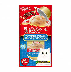 INABA Ciao Pon Churu суфле для кошек (ТУНЕЦ КАЦУО, КАЦУОБУСИ), 2 шт по 35 г