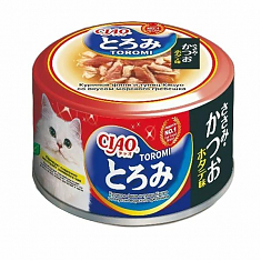 INABA Ciao Toromi консервы для кошек (КУРИЦА, ТУНЕЦ КАЦУО, ГРЕБЕШОК В БУЛЬОНЕ), 80 г.
