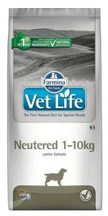VET LIFE NEUTERED 1-10 КГ для взрослых кастрированных/стерилизованных собак 10 кг.