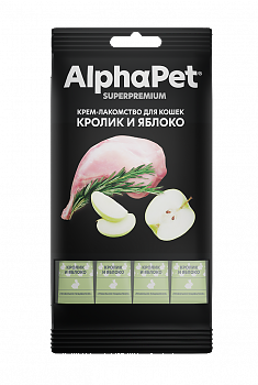 ALPHAPET крем-лакомство для кошек (КРОЛИК, ЯБЛОКО), 48 г
