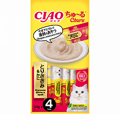INABA Ciao Churu пюре для кошек (КУРИЦА, КРАБ), 4 шт по 14 г