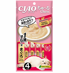 INABA Ciao Churu пюре для котят (ТУНЕЦ МАГУРО), 4 шт по 14 г