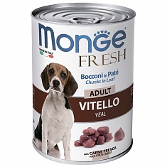 Monge Dog Fresh Chunks in Loaf консервы для собак мясной рулет телятина 400 г