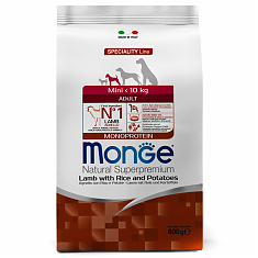 Monge Dog Monoprotein корм для собак мелких пород (ЯГНЕНОК, РИС, КАРТОФЕЛЬ), 800 г