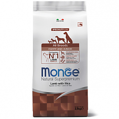 Monge Dog корм для щенков (ЯГНЕНОК, РИС), 2,5 кг