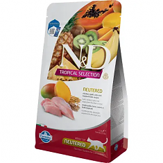 N&D TROPICAL SELECTION для стер.кошек и кастр. котов (КУРИЦА, СПЕЛЬТА, ОВЕС, ФРУКТЫ), 1,5 кг.