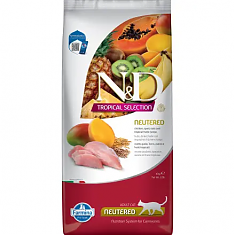N&D TROPICAL SELECTION для стер.кошек и кастр. котов (КУРИЦА, СПЕЛЬТА, ОВЕС, ФРУКТЫ), 10 кг.