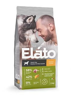 ELATO HOLISTIC для взрослых собак средних и крупных пород (КУРИЦА, УТКА), 2 кг.