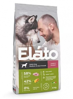 ELATO HOLISTIC для взрослых собак средних и крупных пород (ЯГНЕНОК, ОЛЕНИНА), 8 кг.