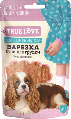 Лакомство НАРЕЗКА куриные грудки для собак, 50 г. GQ TRUE LOVE.