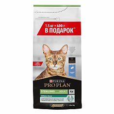 PRO PLAN Sterilised RENAL PLUS для стерилизованных кошек (КРОЛИК), (1,5кг+400г)