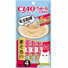 INABA Ciao Paste Паста для кошек (ТУНЕЦ МАГУРО, ВЫВОД ШЕРСТИ ИЗ ЖКТ, ЛАКТОБАКТЕРИИ), 80г