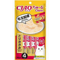 INABA Ciao Paste Паста для кошек (КУРИЦА, ВЫВОД ШЕРСТИ ИЗ ЖКТ, ЛАКТОБАКТЕРИИ), 80г