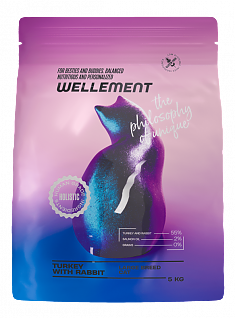 WELLEMENT для кошек крупных пород (ИНДЕЙКА, КРОЛИК), 5 кг