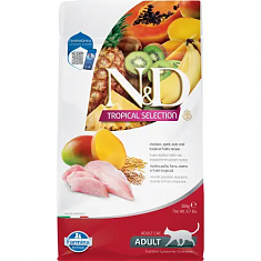 N&D TROPICAL SELECTION для взрослых кошек (КУРИЦА, СПЕЛЬТА, ОВЕС, ФРУКТЫ), 0,3 кг.