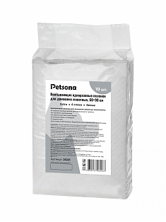 Пеленки Petsona гелевые Extra, белые 60х90см, уп. 10шт, шт