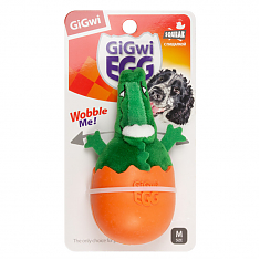 GIGwi EGG Игрушка для собак Крокодил-неваляшка с пищалкой, 14см