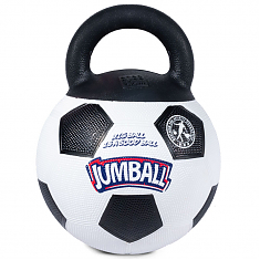 JUMBALL Игрушка для собак Мяч футбольный c ручкой белый, 26см