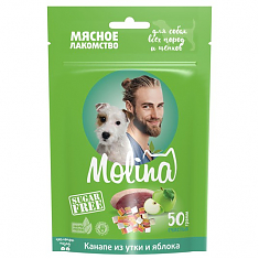 MOLINA, Лакомство для собак всех пород и щенков, Канапе из утки и яблока, 50 г, 4948