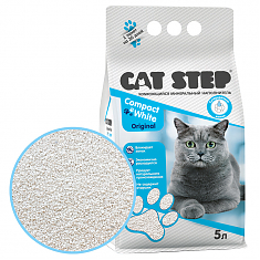 CAT STEP Compact White Original Наполнитель комкующийся минеральный, 5 л