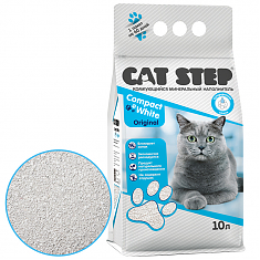 CAT STEP Compact White Original Наполнитель комкующийся минеральный, 10 л