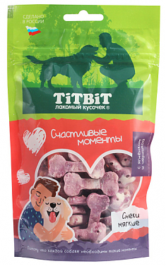 TITBIT лакомство снеки мягкие с ягненком и черникой для собак всех пород, 100 г