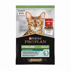 PRO PLAN Sterilised MAINTENANCE для стерилизованных кошек (ГОВЯДИНА, СОУС), 85 г