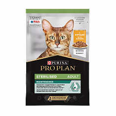 PRO PLAN Sterilised MAINTENANCE для стерилизованных кошек (КУРИЦА, СОУС), 85 г